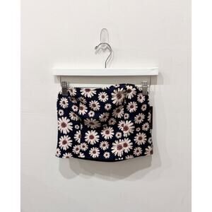 Redyazel Floral Print Strapless Sweetheart Neck Tube Top Blue / Cream Womens' M